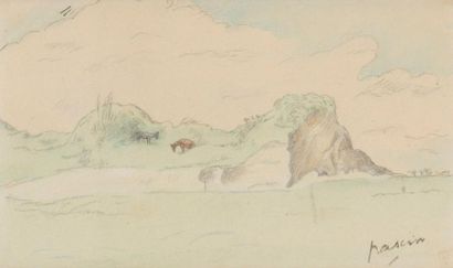 Jules PASCIN (1885 – 1930) Paysage

Dessin en couleur.

Cachet de la signature en...