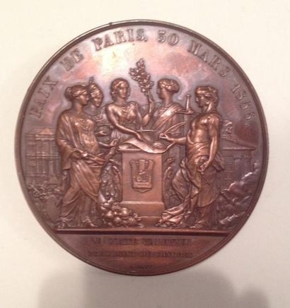 null Napoléon III, Médaille, BOVY.A, 76mm, Paix de Paris, Avers: NAPOLEON III / EMPEREUR....