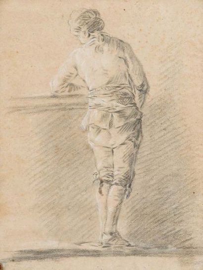 Entourage de François BOUCHER (1703-1770) Un garçon vu de dos appuyé à une balustrade
Pierre...