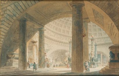 Attribué à Claude Nicolas LEDOUX (1736-1806) Vue de l'intérieur d'un édifice circulaire...