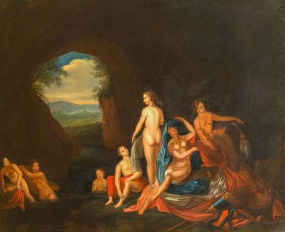 Dans le gout de POELENBURGH Diane et ses nymphes dans une grotte
Huile sur cuivre
73...