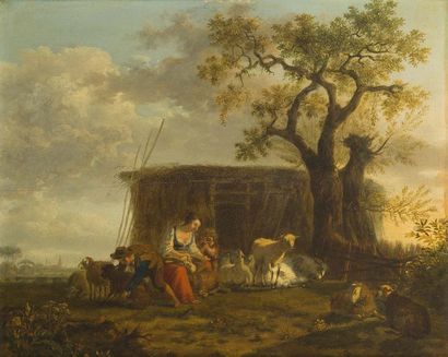 Jean-Louis DEMARNE (Bruxelles 1744 - Paris 1829) La tonte des moutons ou Le dépouillement...