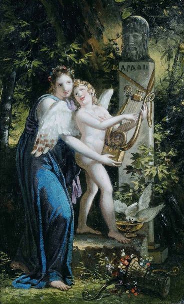 Charles MEYNIER (1763-1832) Erato et l'amour, esquisse - circa 1800
Huile sur toile
H....