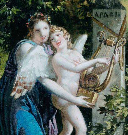 Charles MEYNIER (1763-1832) Erato et l'amour, esquisse - circa 1800
Huile sur toile
H....