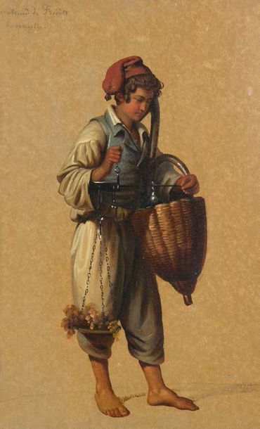 Edouard Henri Théophile PINGRET (1785-1869) Marchand de fruits à Naples
Huile sur...