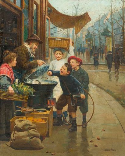 Paul Charles CHOCARNE MOREAU (1855-1931) Scène de rue
Huile sur toile.
Signé en bas...