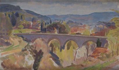 Bertrand PY (1895-1973) Le petit viaduc sur la route des Alpes - Aix en Provence
Huile...