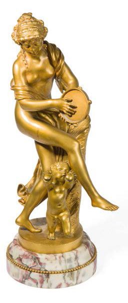 D'après CLODION (1738 - 1814) Danseuse au tambourin
Sculpture en bronze doré reposant...