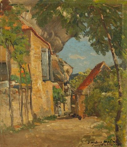 Louis Alexandre CABIE (1854-1939) Village de Provence Huile sur panneau, signée en...