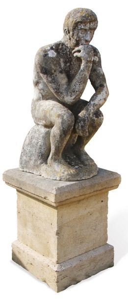 Dans le goût D'AUGUSTE RODIN (1840-1917) 
Le penseur
Sculpture en béton. Il repose...