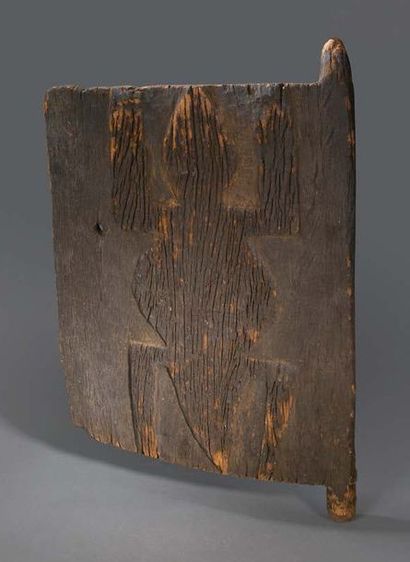 Peuple DOGON - Mali 
Volet de grenier à mil en bois patiné et décoré d'un lézard...