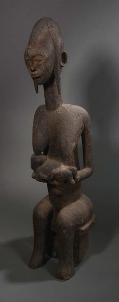 Peuple BAMBARA - Mali (région de Bougouni) 
Figuration de reine assise allaitant...
