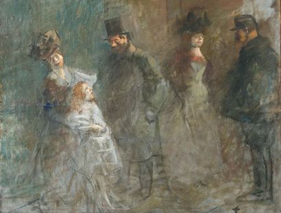 Jean-Louis FORAIN (1852-1931) La police des moeurs ou la prostitution
Huile sur toile....