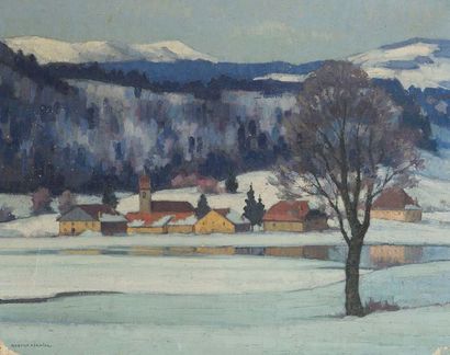 Robert FERNIER (1895-1977) Hiver dans le Jura
Huile sur toile. Signé en bas à gauche....