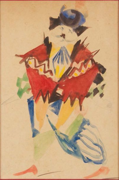 Attribué à Antonina Fedorovna SOFRONOVA (1892/1966) Le clown
Aquarelle sur papier....