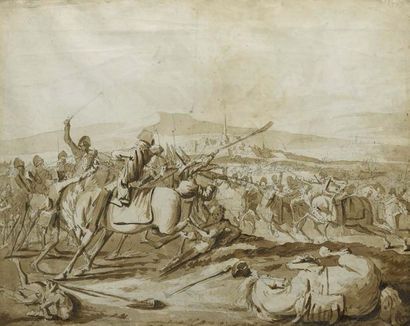 Ecole française, fin XVIII siècle Sultan sur un éléphant (recto); Bataille (verso)
Pierre...