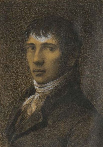 Barthélemy Joseph Fulcran ROGER (1770-1841) Homme en buste
Pierre noire, réhauts...