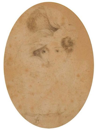 JEAN-BAPTISTE ISABEY (1767 - 1855) Emma
Pinceau et lavis brun, ovale. Signé en bas...