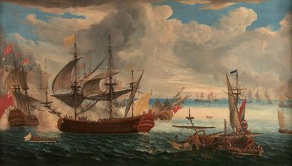 ABEILLE*** (actif dans la première moitié du XVIIIe siècle) Bataille navale
Toile
73...