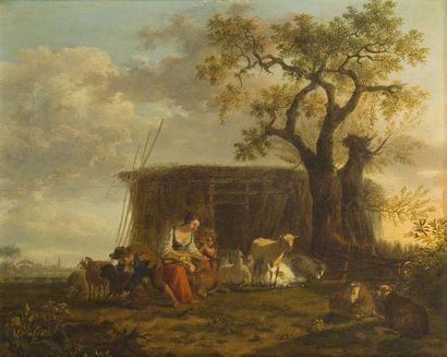Jean-Louis DEMARNE (Bruxelles 1744 - Paris 1829) La tonte des moutons ou Le dépouillement...
