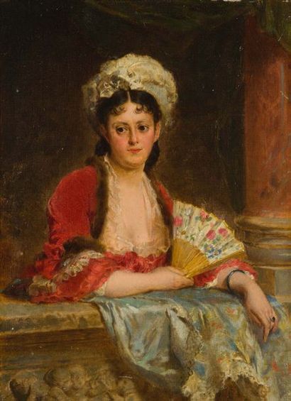 Edouard Louis DUBUFE (1819/20-1883) Portraits de la Vicomtesse Le Marois et du Vicomte...