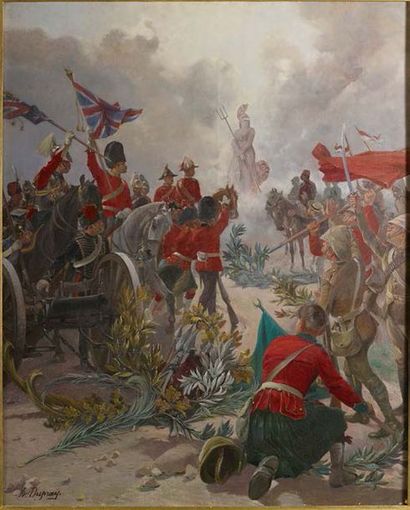 Henri-Louis DUPRAY (1841 - 1909) Scène militaire
Huile sur toile. Signée en bas à...