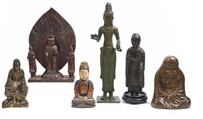 Asie - XIXème et XXème siècle Bouddhas et divinités
Ensemble de cinq sculptures en...