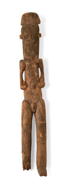 null Peuple IBO - Nigéria
Représentation d'ancêtre en bois sculpté et patiné.
Porte...