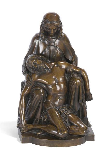 James PRADIER (1790-1852) Pietà Sculpture en bronze ciselé et patiné.
Signé sur la...