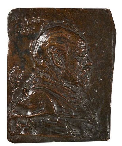 Alexandre charpentier (1856-1909) Émile Zola, 1898
Grande fonte uniface de bronze...