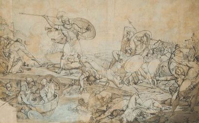 Attribué à Luigi I SABATELLI (1772-1850) La bataille du Ponte Milvius
Dessin à l'encre...