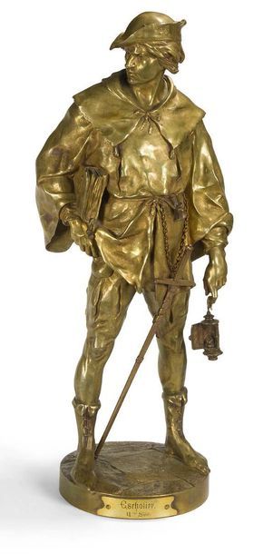 Émile Louis PICAULT (1833-1915) L'escholier du XIVème siècle Sculpture en bronze...