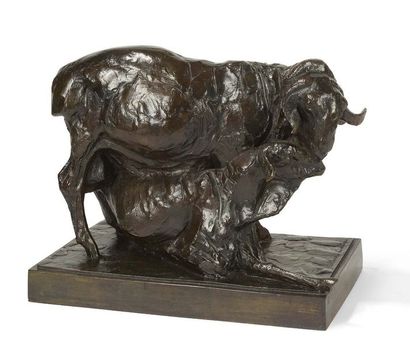 Alberic COLLIN (1886-1963) Bouc et chèvre
Sculpture en bronze patiné.
Signé et numéroté...