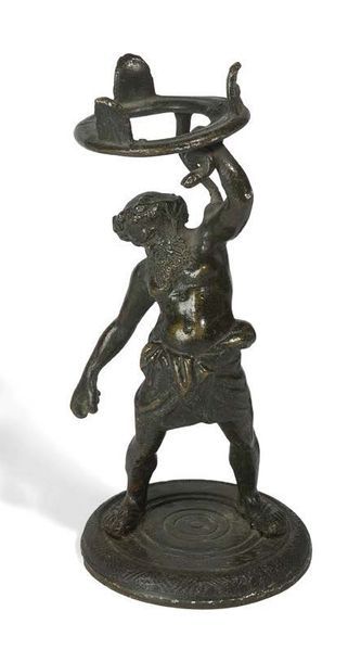 D'après l'Antique Silène
Statuette en bronze ciselé et patiné nuancée brune XVIIIème...