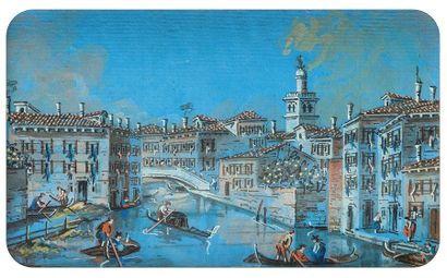 Giacomo Guardi (1764-1835) Veduta del Canal
Gouache. titré, signé au dos 11,5 x 18...