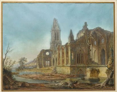 Antoine Gonzalès (1741-1808) Abbaye en ruines
Gouache
Signé ‘Gonzales' et daté ‘1782'...