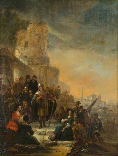 Jacob de WET (1610-1675) David présentant la tête de Goliath au Roi Saul
Huile sur...