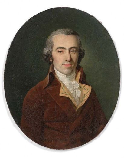 Ecole FRANCAISE vers 1790 entourage de LANEUVILLE Portrait d'un jeune homme à la...