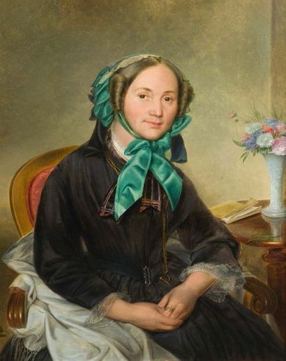 Ferdinand VON LÜTGENDORFF (1785-1858) Portrait de Wilhelmine Hanhart (1809-1859)
Porte...