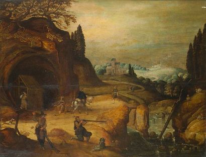 Ecole flamande du XVIIème siècle, suiveur de Sébastien VRANCX (1573 - 1647) Chasseurs...