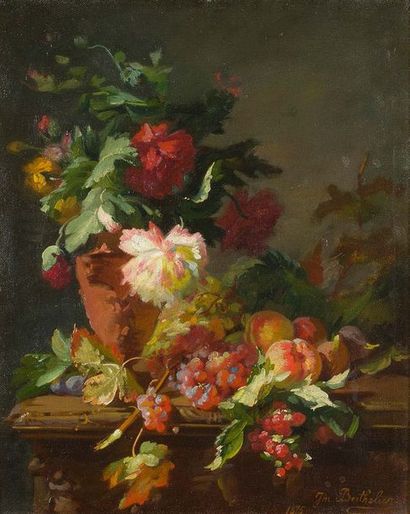 Jean-Marie BERTHELIER (Né en 1834) Nature morte au bouquet
Huile sur toile.
Signé...