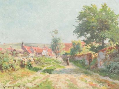 Gustave GUIGNERY (XIXème siècle) Genay sur Armançon - Côte d'Or
Huile sur panneau.
Signé...
