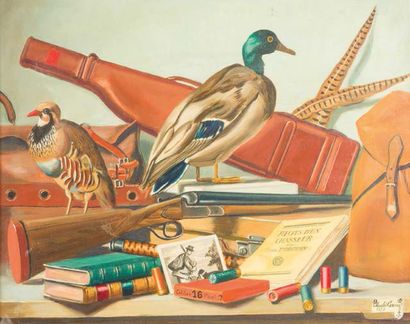 Charles CERNY (1892 - 1965) Nature morte de chasseur
Huile sur toile.
Signé 33,5...