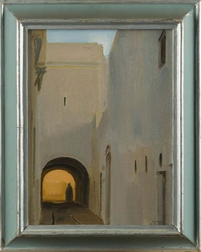 Bernard BOUTET DE MONVEL (1881-1949) Rabat, rue Hammam el Alou
Huile sur carton 33,5...