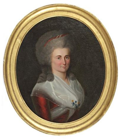 ÉCOLE FRANÇAISE DU XVIIIÈME SIÈCLE «Portrait de femme ovale» Pastel