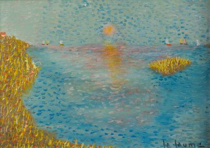 André LA LAUME DUPRE (1915-?) Coucher de soleil sur la baie
Huile sur toile. Signé...