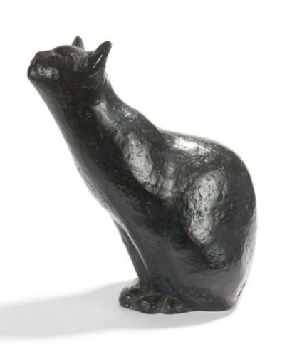 Ecole Française. XXème siècle Chat
Sculpture en bronze patiné. Trace de signature...
