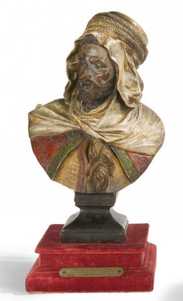 MANUFACTURE D'Alphonse-Louis HANNE (1890 - 1908) Buste de caïd arabe
Épreuve en terre...