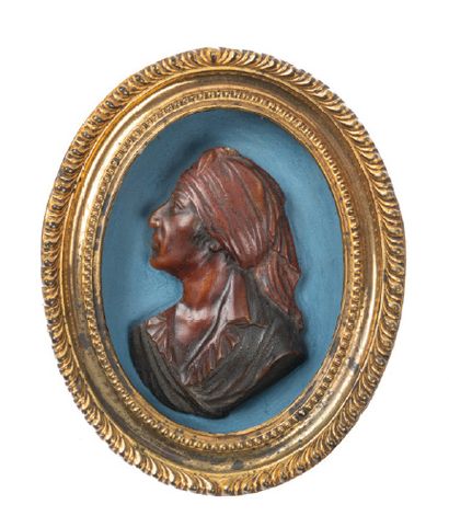 ÉCOLE FRANÇAISE. XVIIIème SIÈCLE 
Portrait de profi l de Jean-Paul Marat
Médaillon...