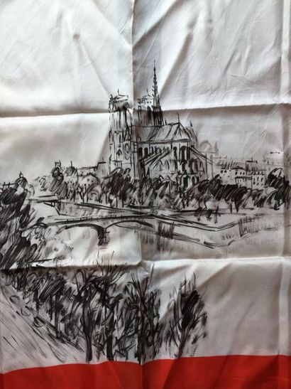 null NINA RICCI. Carré en soie collector "Notre Dame de Paris" par J.P REMON